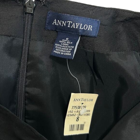 Ann Taylor Silk Shantung Embroidered Mini Skirt Vintage NWT Women's Sz 8 Black - Picture 3 of 6